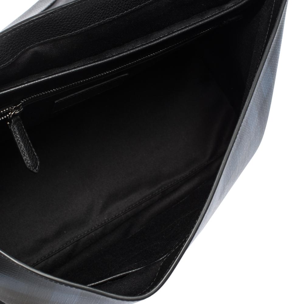 Burberry Black Check PVC and Leather Large Burleigh Messenger Bag 1