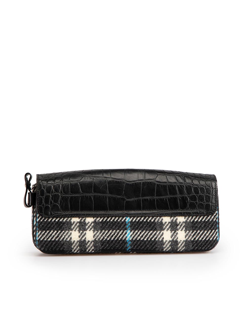 Burberry Black Checkered Clutch In Excellent Condition For Sale In London, GB