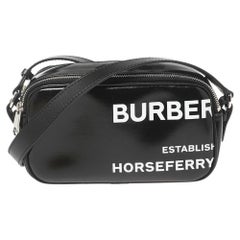 Burberry Black Coated Canvas Horseferry Micro Camera Bag