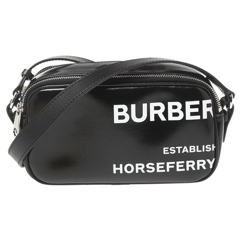 Burberry Black Coated Canvas Horseferry Micro Camera Bag For Sale at 1stDibs