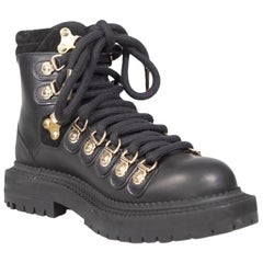 Burberry Botas negras de piel con hebilla de combate Talla IT 37