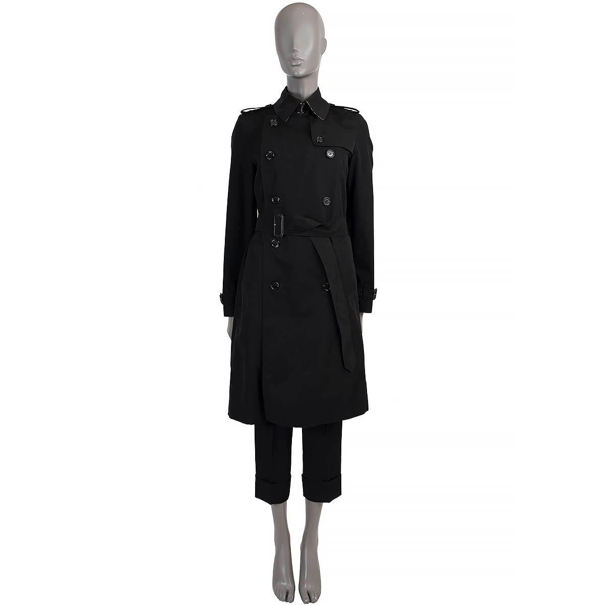 Women's BURBERRY black cotton blend WATERLOO Trench Coat Jacket 10 M For Sale