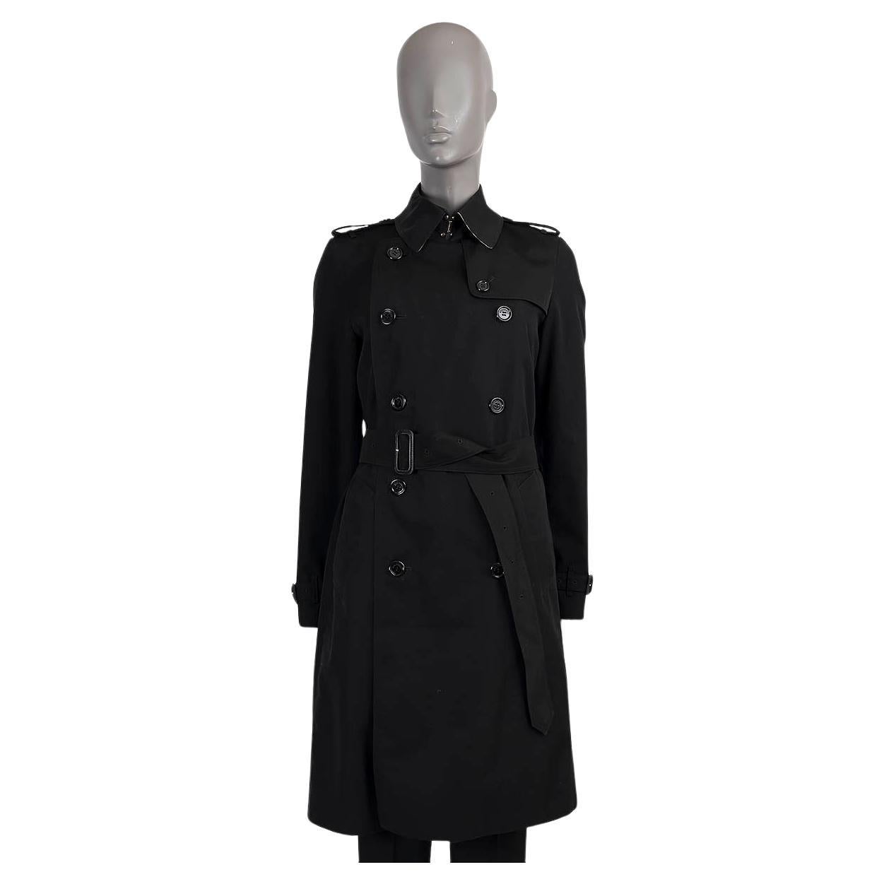 BURBERRY black cotton blend WATERLOO Trench Coat Jacket 10 M For Sale