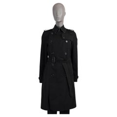 Used BURBERRY black cotton blend WATERLOO Trench Coat Jacket 10 M