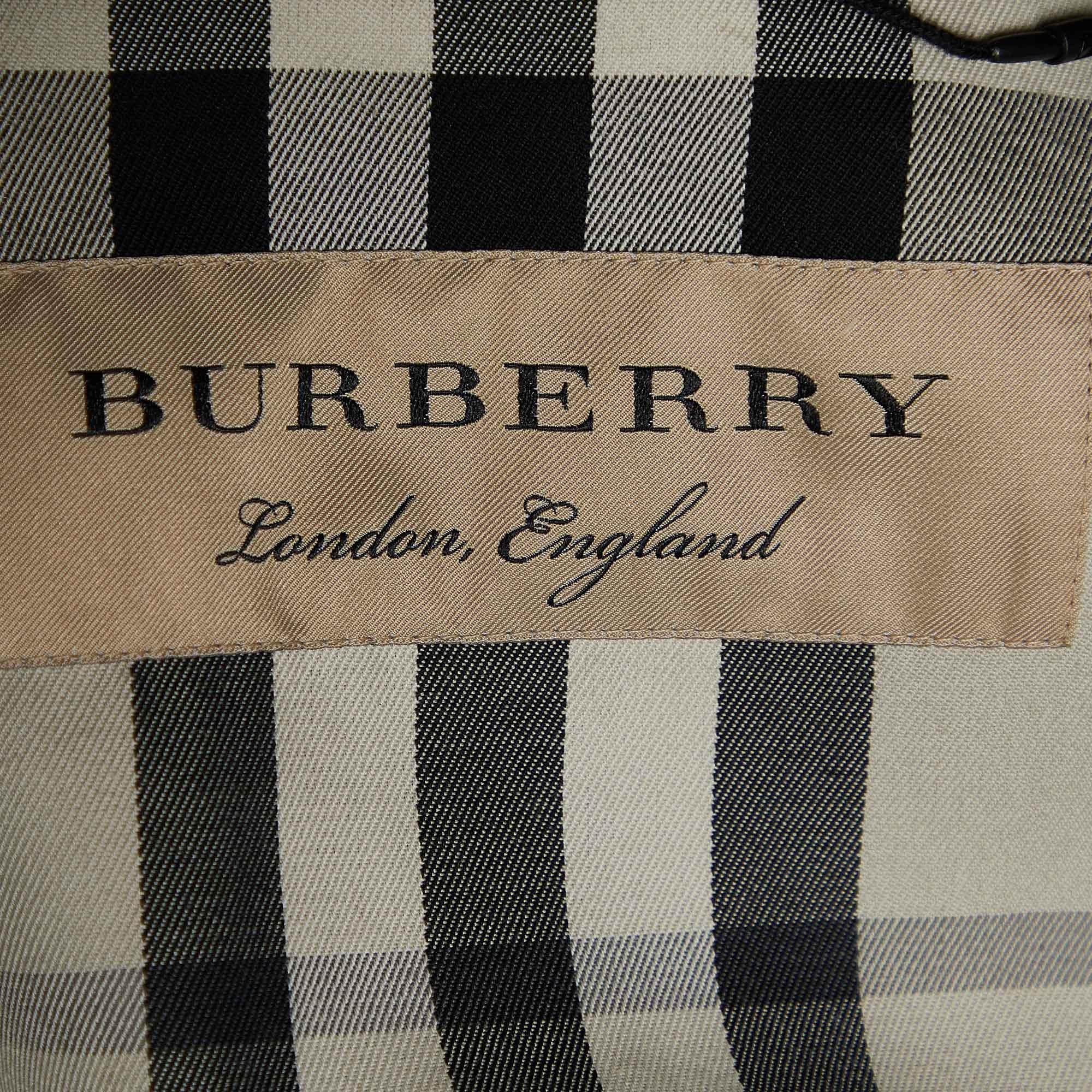 Women's Burberry Black Cotton Double Breasted Harbourne Trench Coat S