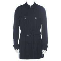 Burberry Black Cotton Gabardine Trench Coat L