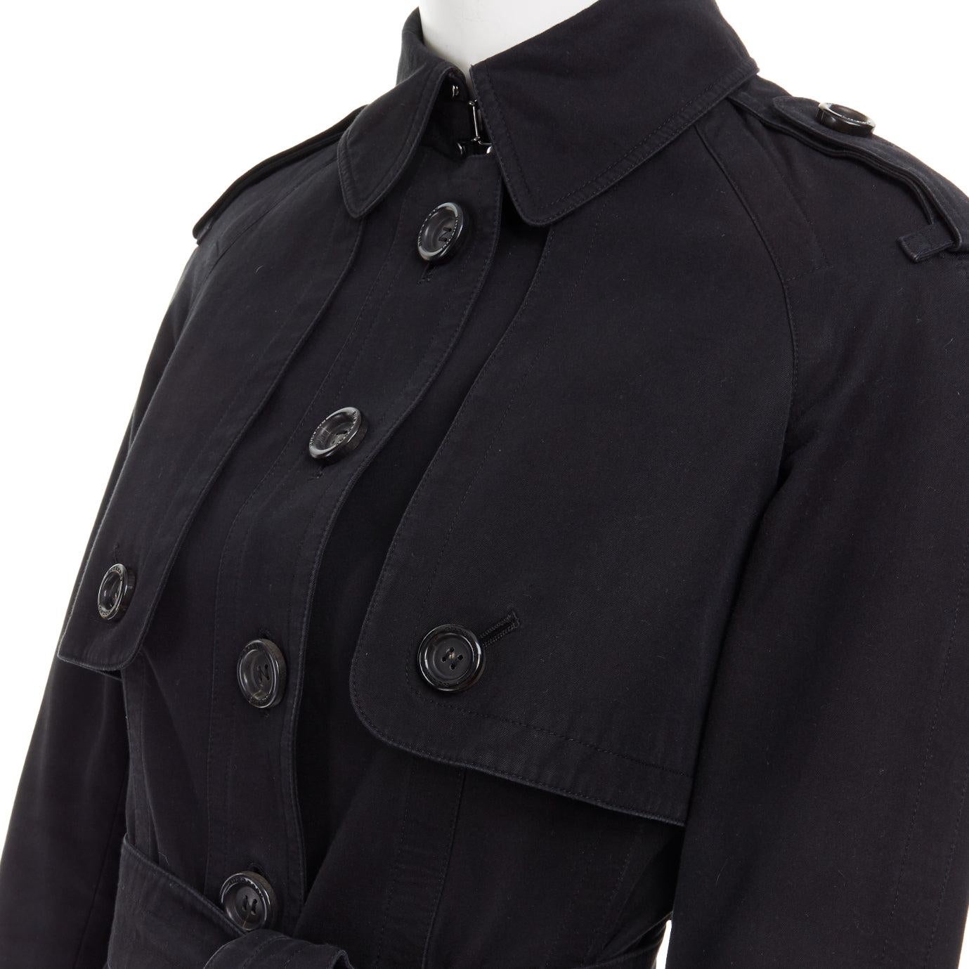 BURBERRY black cotton house check lined button front mid length trench coat S
Reference: TGAS/A03004
Brand: Burberry
Designer: Christopher Bailey
Material: Cotton
Color: Black
Pattern: Solid
Closure: Buckle
Extra Details: 100% cotton. Black. Spread