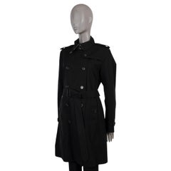 BURBERRY black cotton KENSINGTON Trench Coat Jacket 16 XL