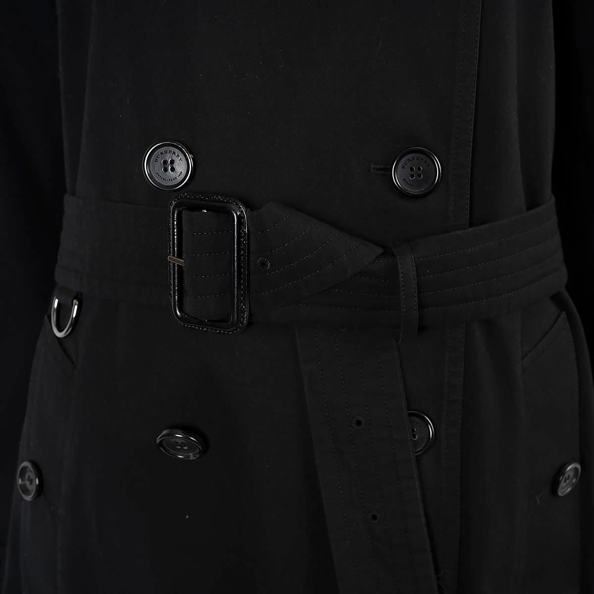 BURBERRY black cotton KENSINGTON Trench Coat Jacket 16 XL For Sale 2
