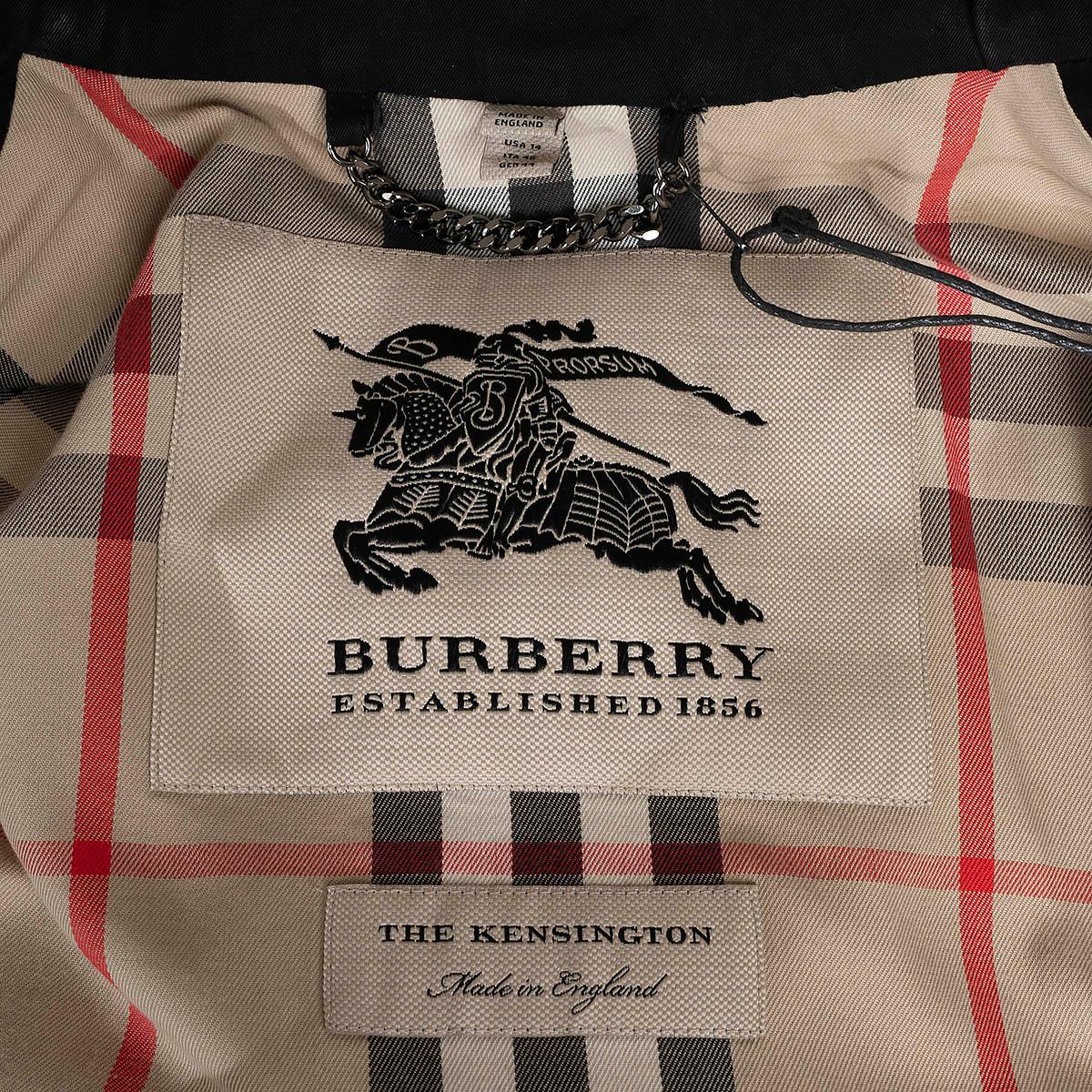 BURBERRY black cotton KENSINGTON Trench Coat Jacket 16 XL For Sale 3