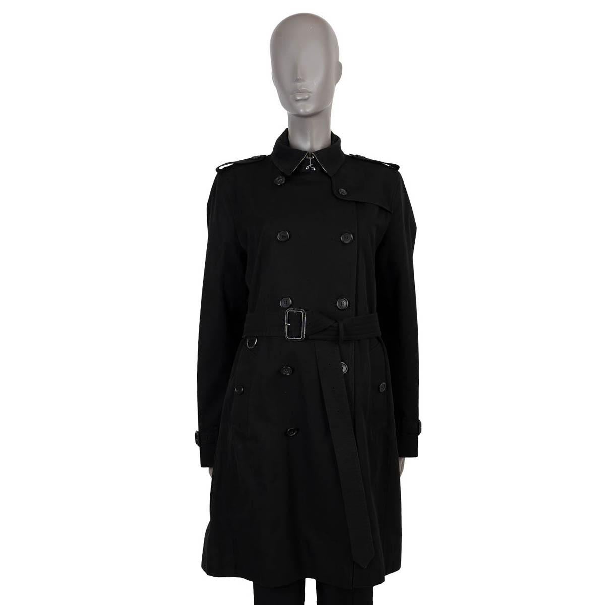 BURBERRY black cotton KENSINGTON Trench Coat Jacket 16 XL For Sale