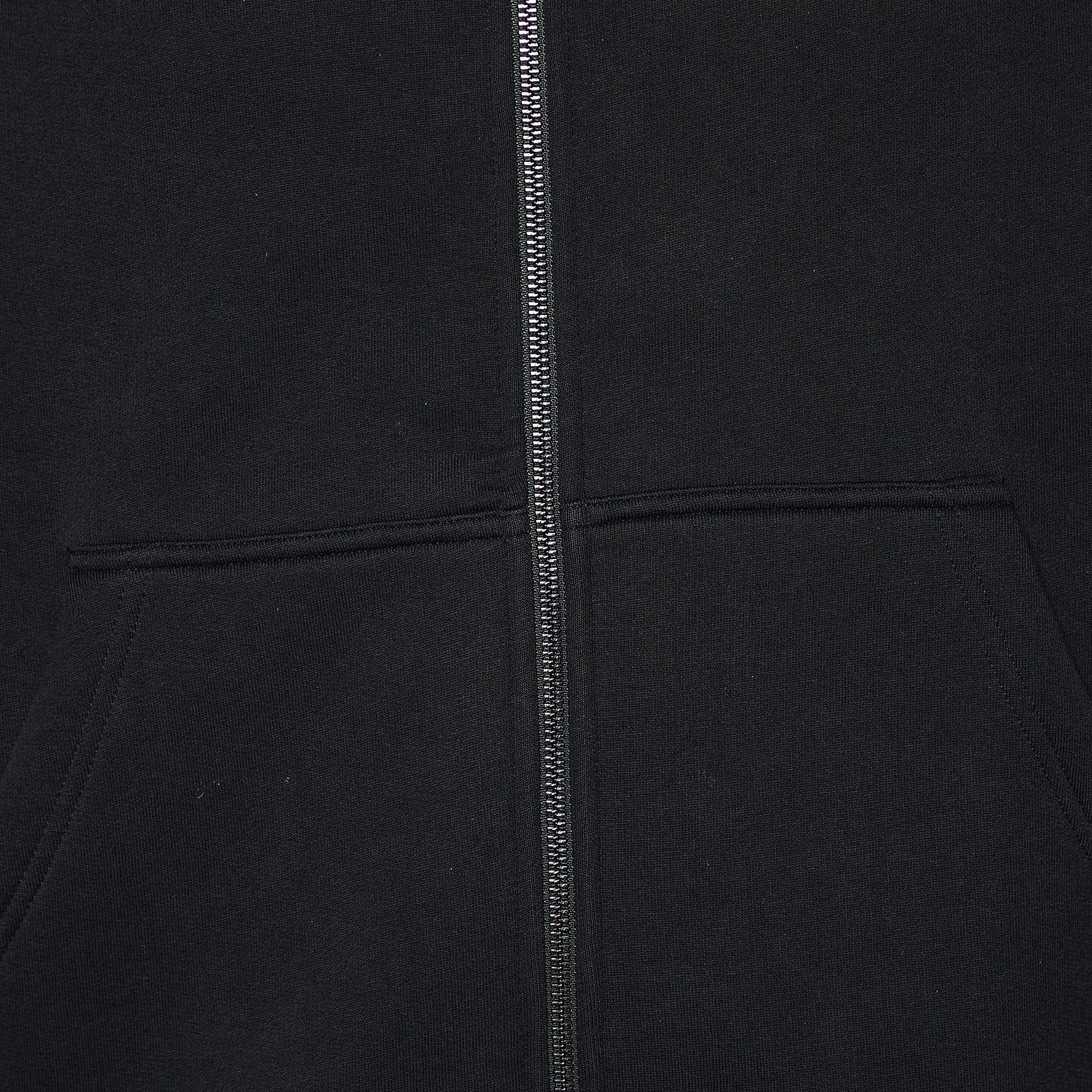 Burberry Black Cotton Knit Zip Front Jacket M 1