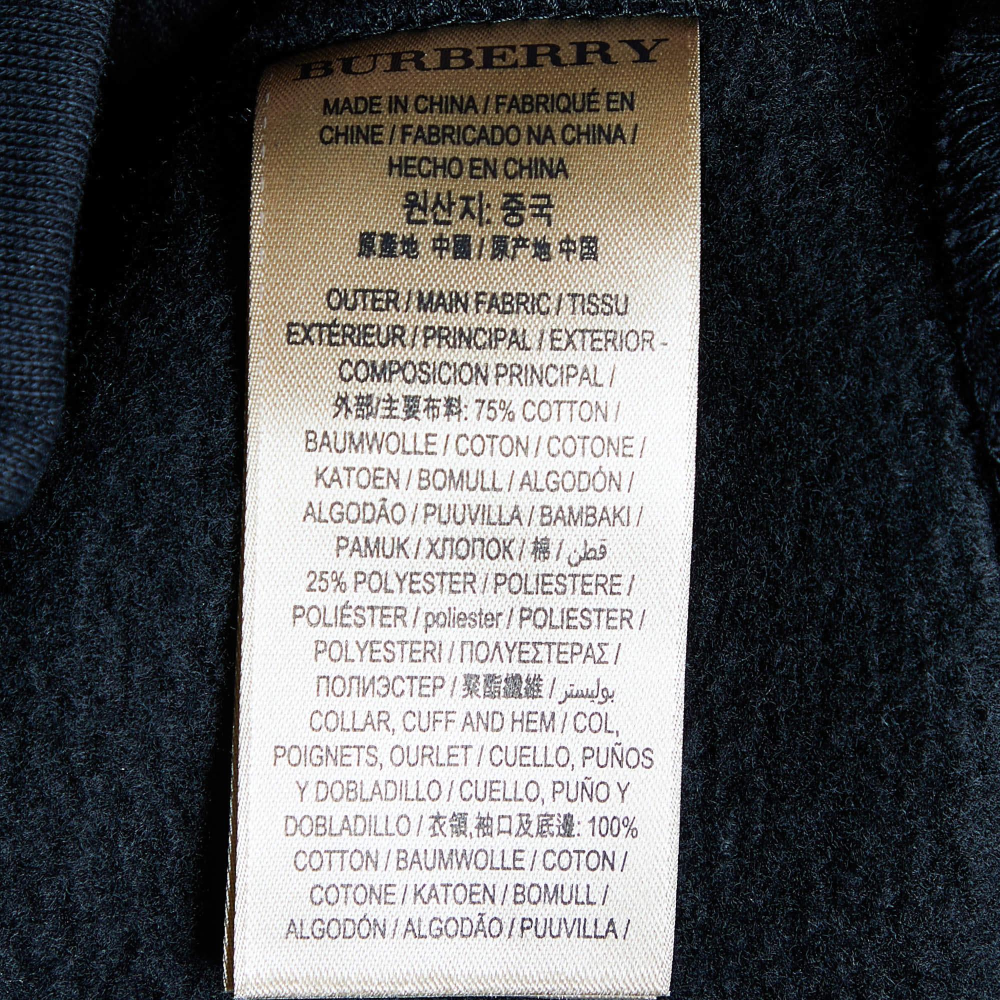 Burberry Black Cotton Knit Zip Front Jacket M 1