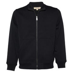 Burberry Black Cotton Knit Zip Front Jacket M