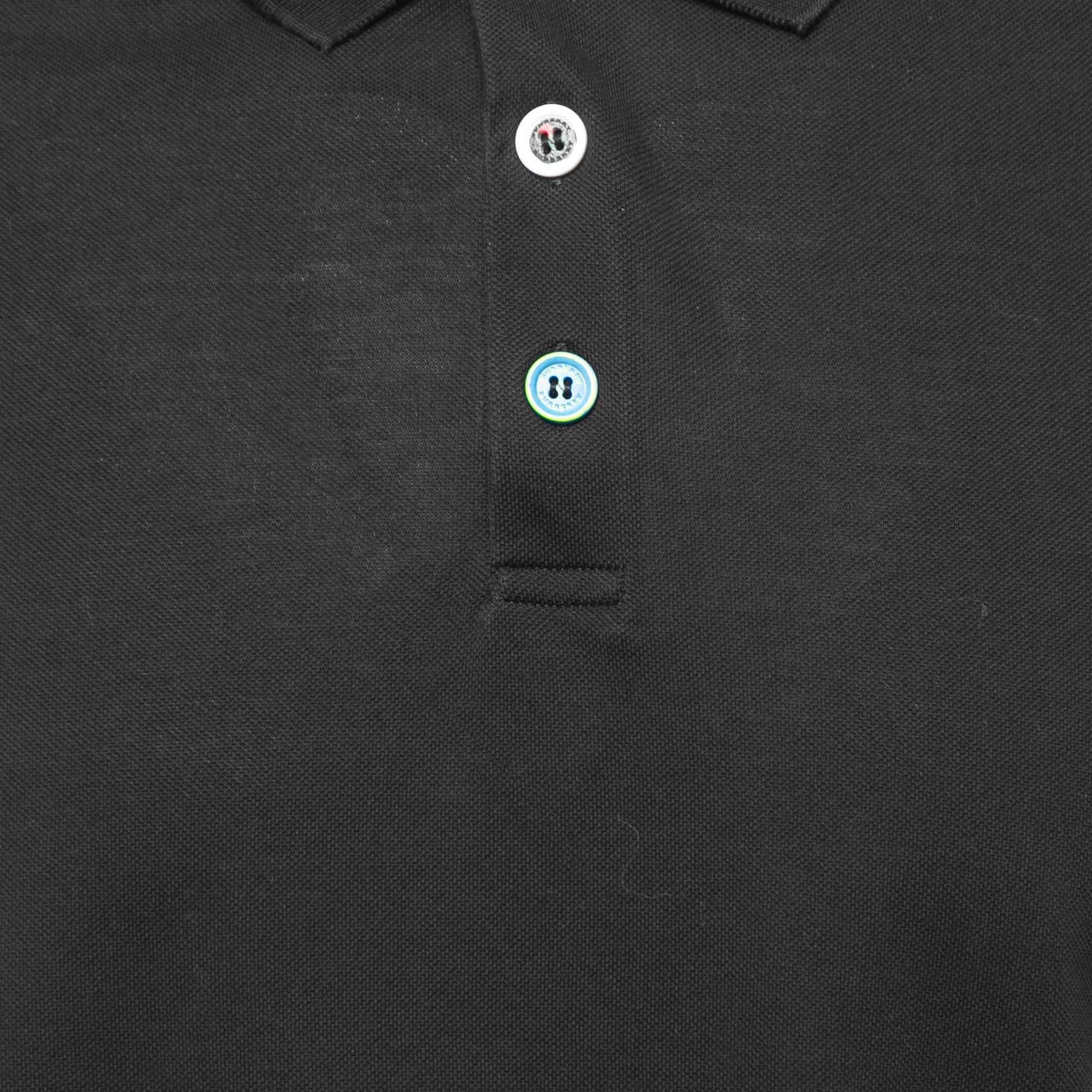 Burberry Black Cotton Pique Polo T-Shirt L In Good Condition For Sale In Dubai, Al Qouz 2