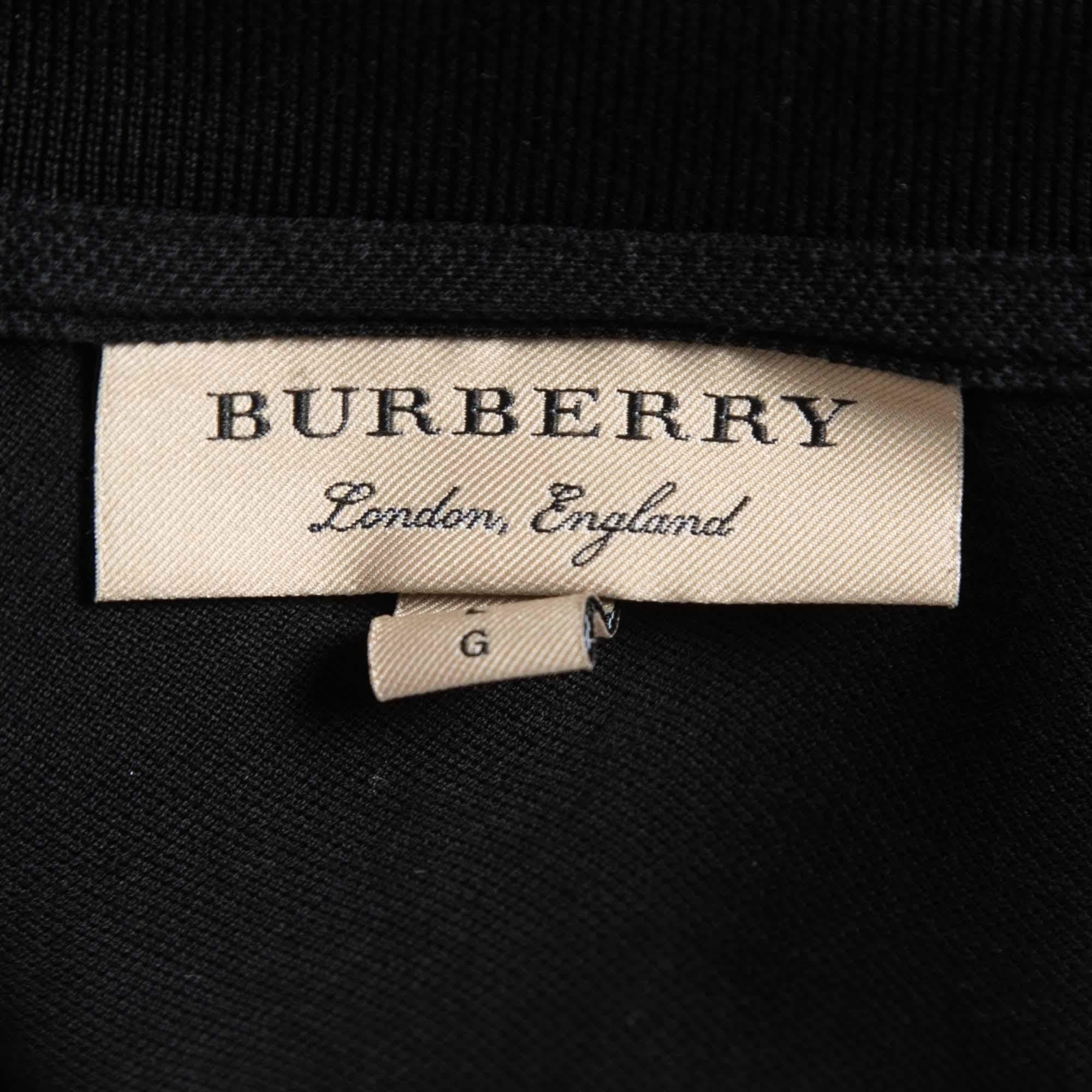 Men's Burberry Black Cotton Pique Polo T-Shirt L For Sale