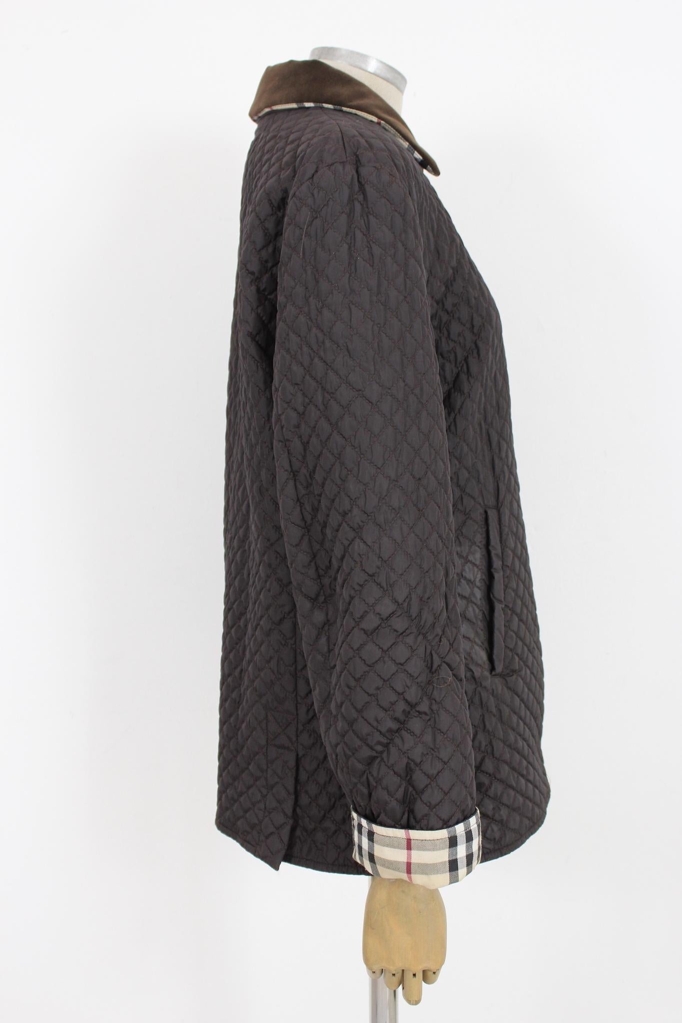 Noir Burberry - Veste manteau matelassée en coton noir, années 2000 en vente