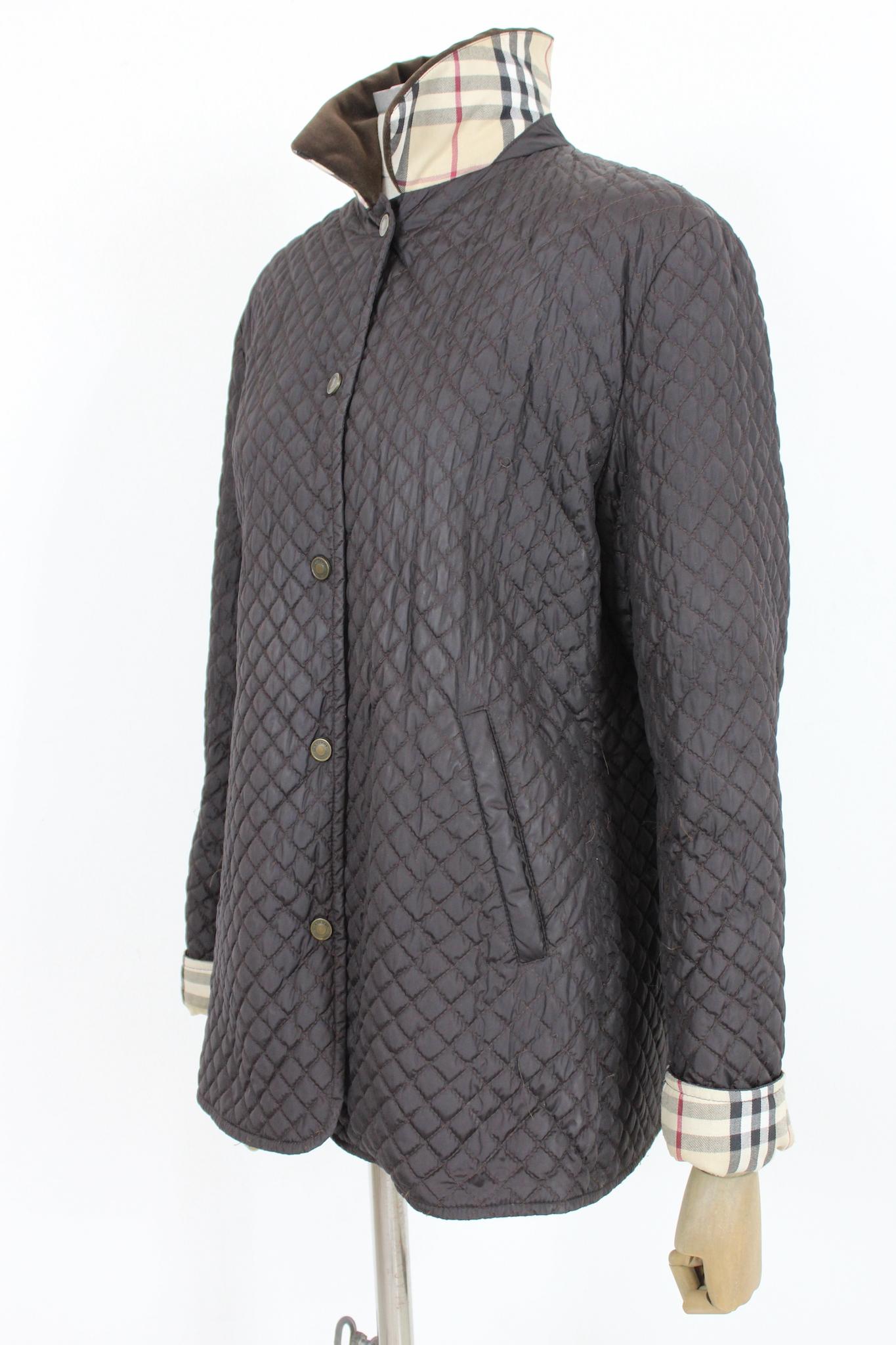 Burberry - Veste manteau matelassée en coton noir, années 2000 Pour femmes en vente