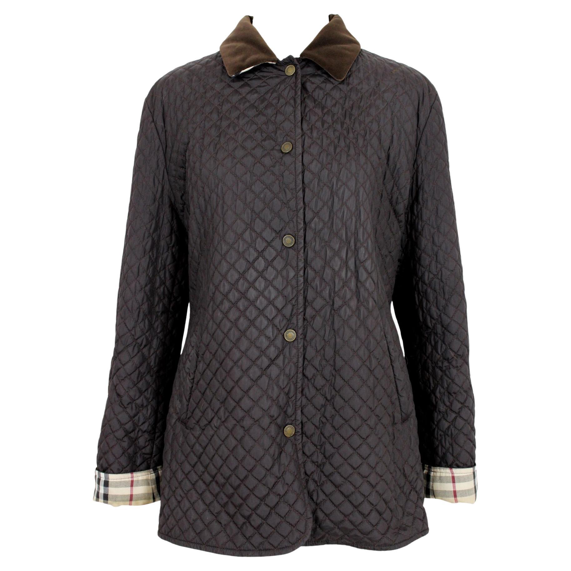 Burberry - Veste manteau matelassée en coton noir, années 2000 en vente