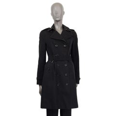 BURBERRY black cotton SANDRINGHAM Trench Coat Jacket 10 M