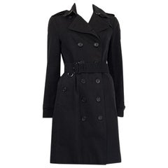 BURBERRY black cotton SANDRINGHAM Trench Coat Jacket 10 M