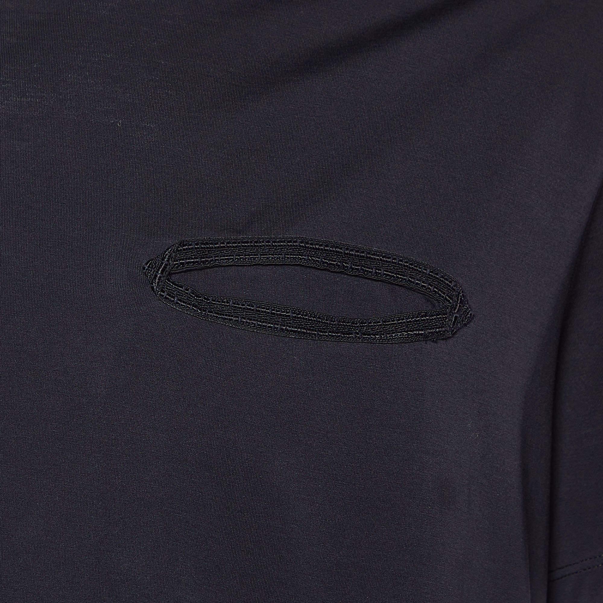 Burberry Black Cotton Sleeve Detail Crew Neck T-Shirt XL In Good Condition For Sale In Dubai, Al Qouz 2