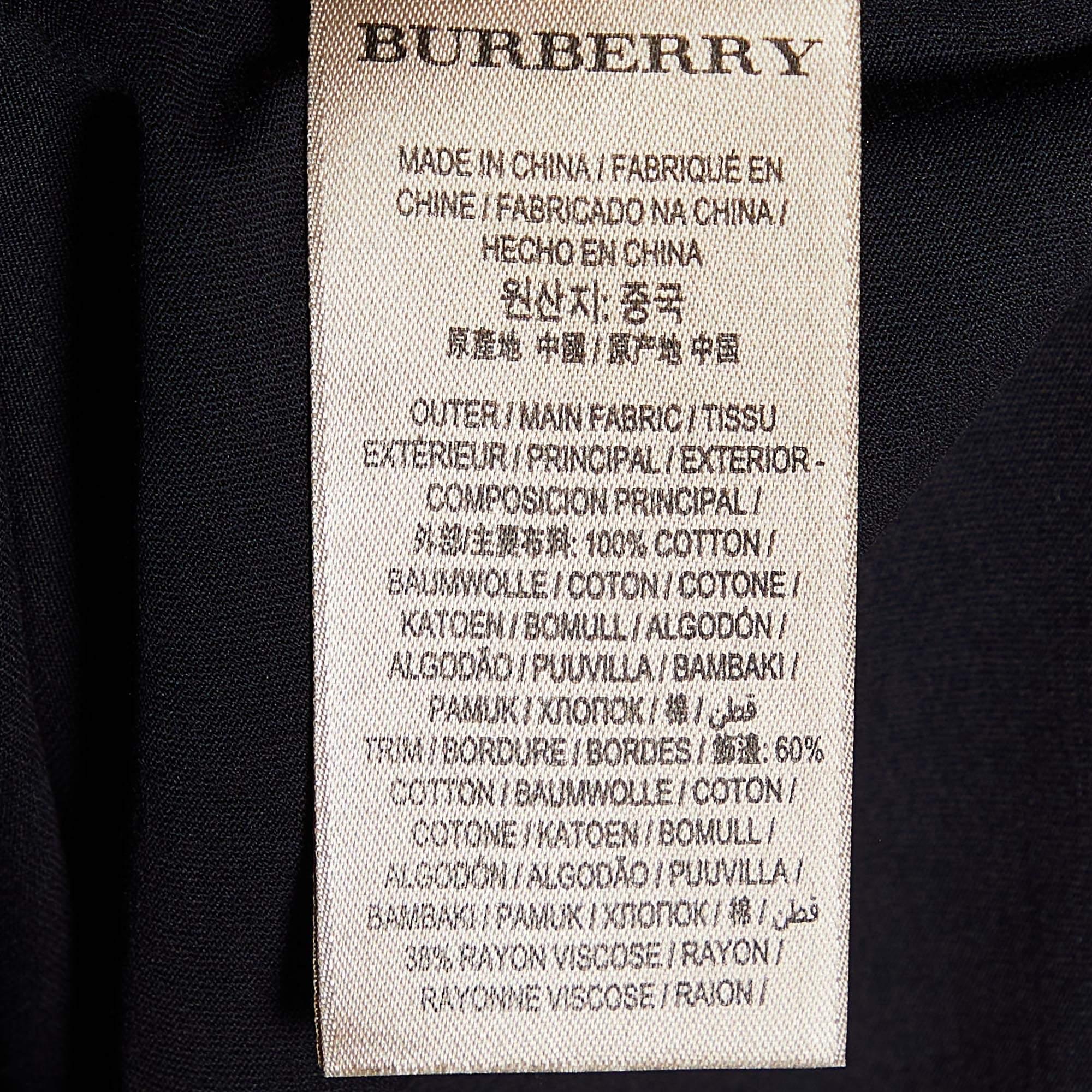 Burberry Black Cotton Sleeve Detail Crew Neck T-Shirt XL For Sale 1