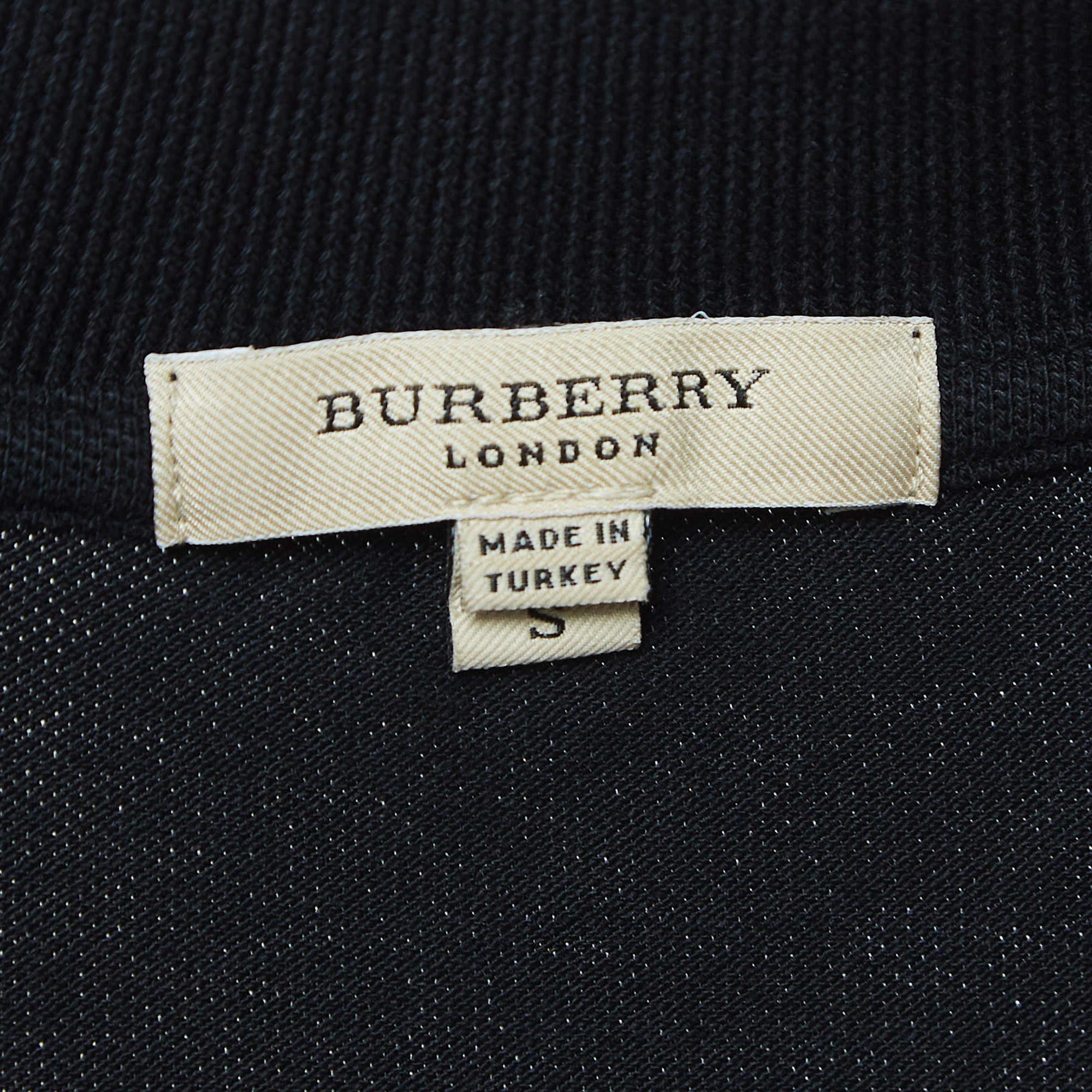 Burberry Black Cotton V-Neck Polo T-Shirt S 1