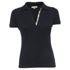 Burberry Black Cotton V-Neck Polo T-Shirt S