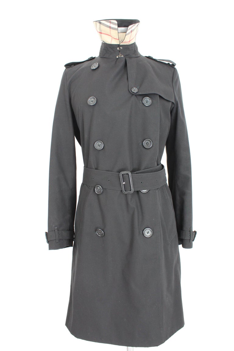 Burberry Black Cotton Waterproof Long Trench Coat at 1stDibs | gbsellon78lon