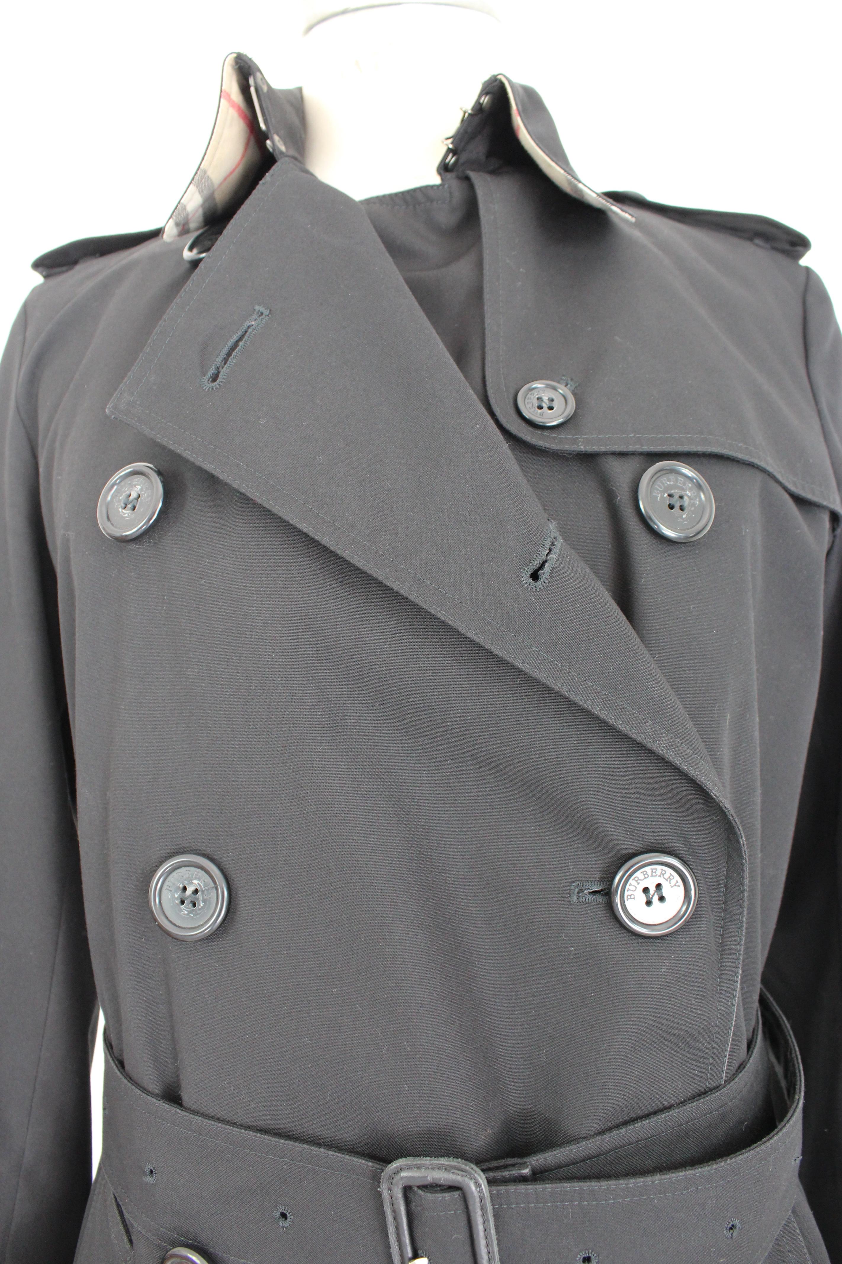 Burberry Black Cotton Waterproof Long Trench Coat 1