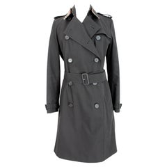 Used Burberry Black Cotton Waterproof Long Trench Coat