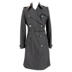 Burberry Schwarzer wasserdichter langer Trenchcoat aus Baumwolle