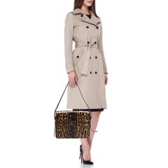 Burberry Black/Cream Leopard Print Glossy Leather Large Grace Shoulder Bag