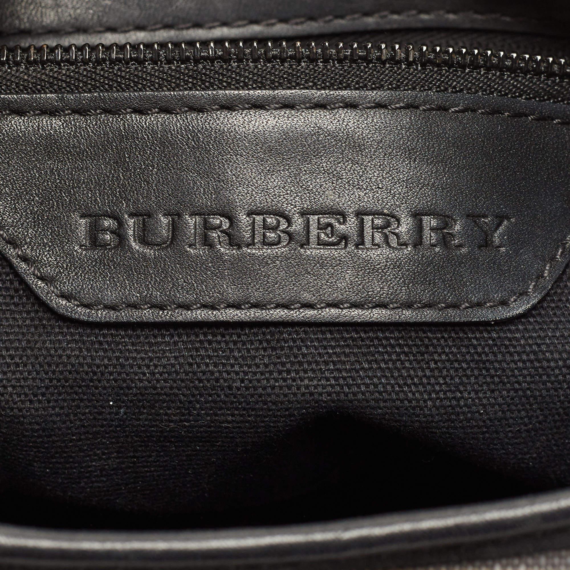 Burberry Black/Dark Burgundy House Check PVC and Leather Small Brooklyn Hobo 11