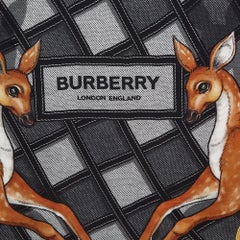 Burberry Black Deer Print Silk Square Scarf