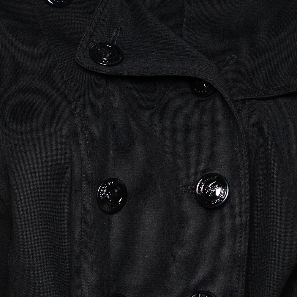 Burberry Black Double Breasted Belted Trench Coat M 2