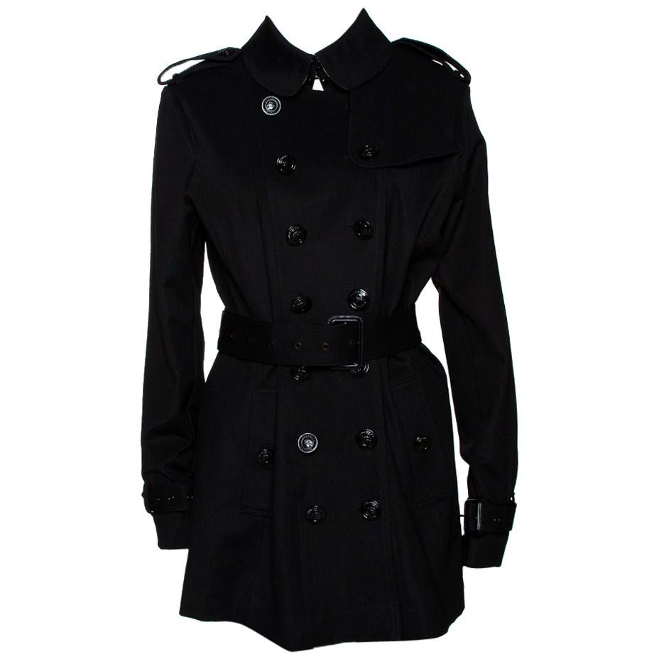 Burberry Black Double Breasted Belted Trench Coat M