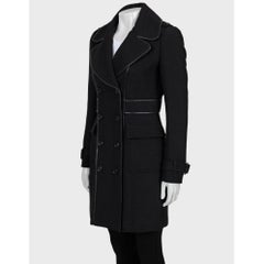 Burberry Black Double-Breasted Wool Blend Coat - UK8/S