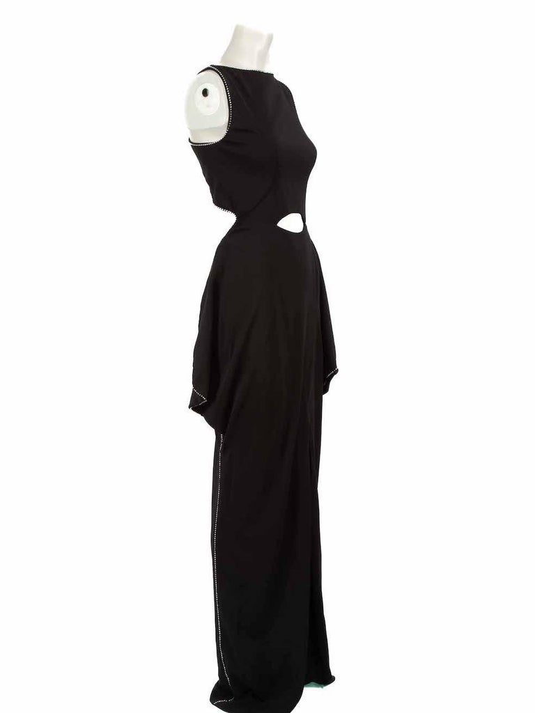 Burberry Black Draped Crystal Trim Cut-Out Gown Size XS For Sale at 1stDibs