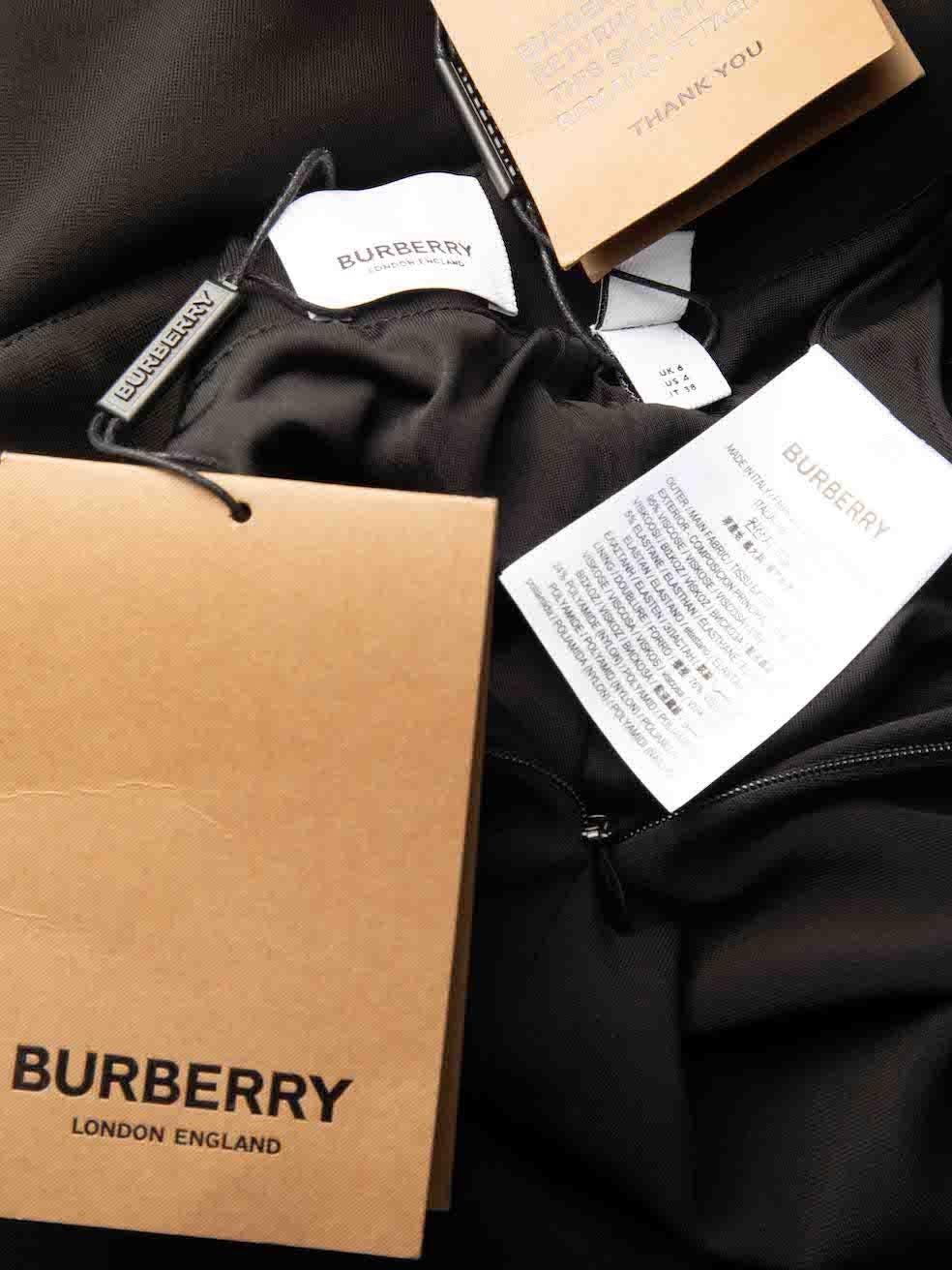 Burberry Schwarzes drapiertes Kleid mit Kristallbesatz und Ausschnitt Größe XS Damen im Angebot