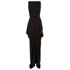 Robe noire drapée à découpes bordée de cristaux Burberry, taille XS
