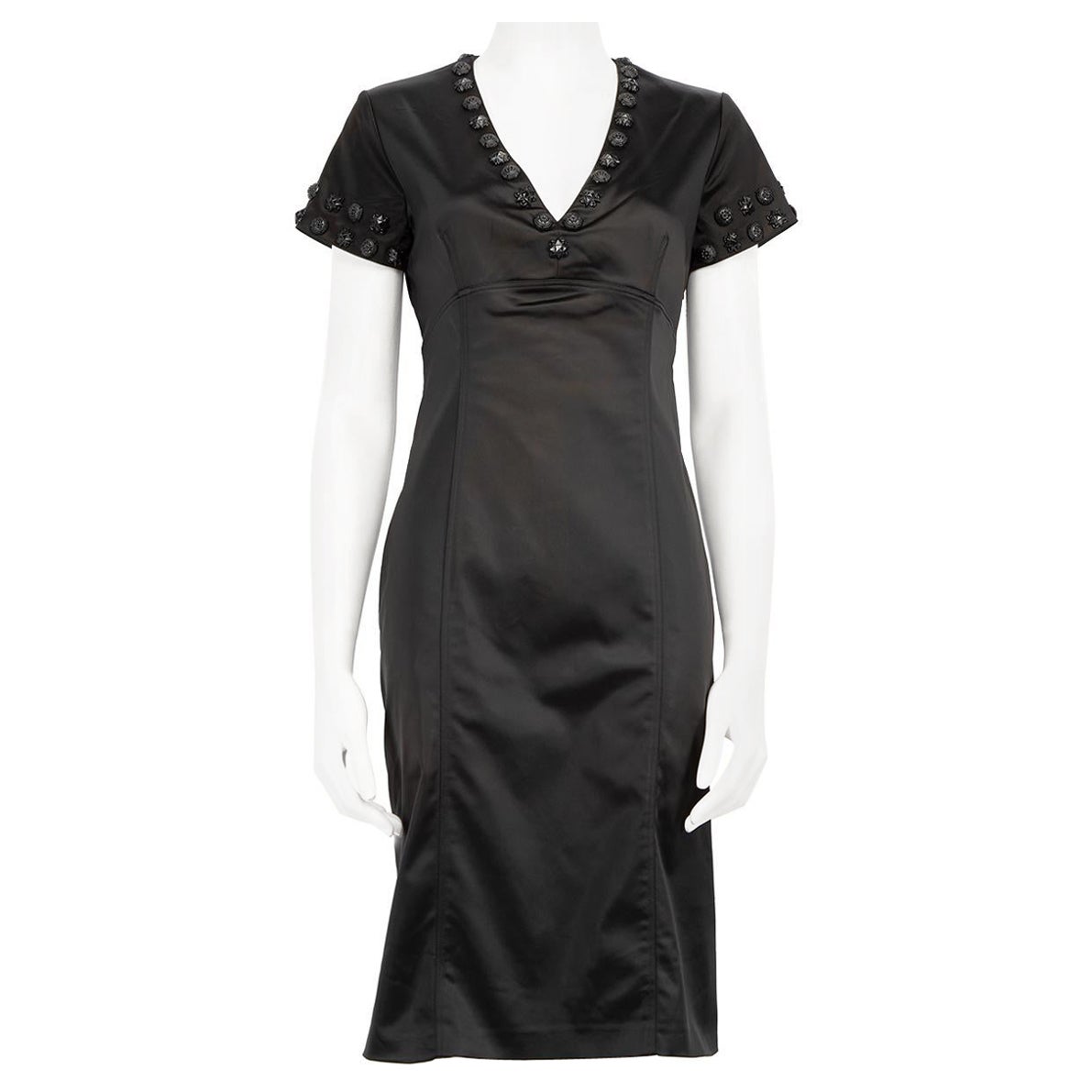 Burberry Black Embellished Detail Midi Dress Size M