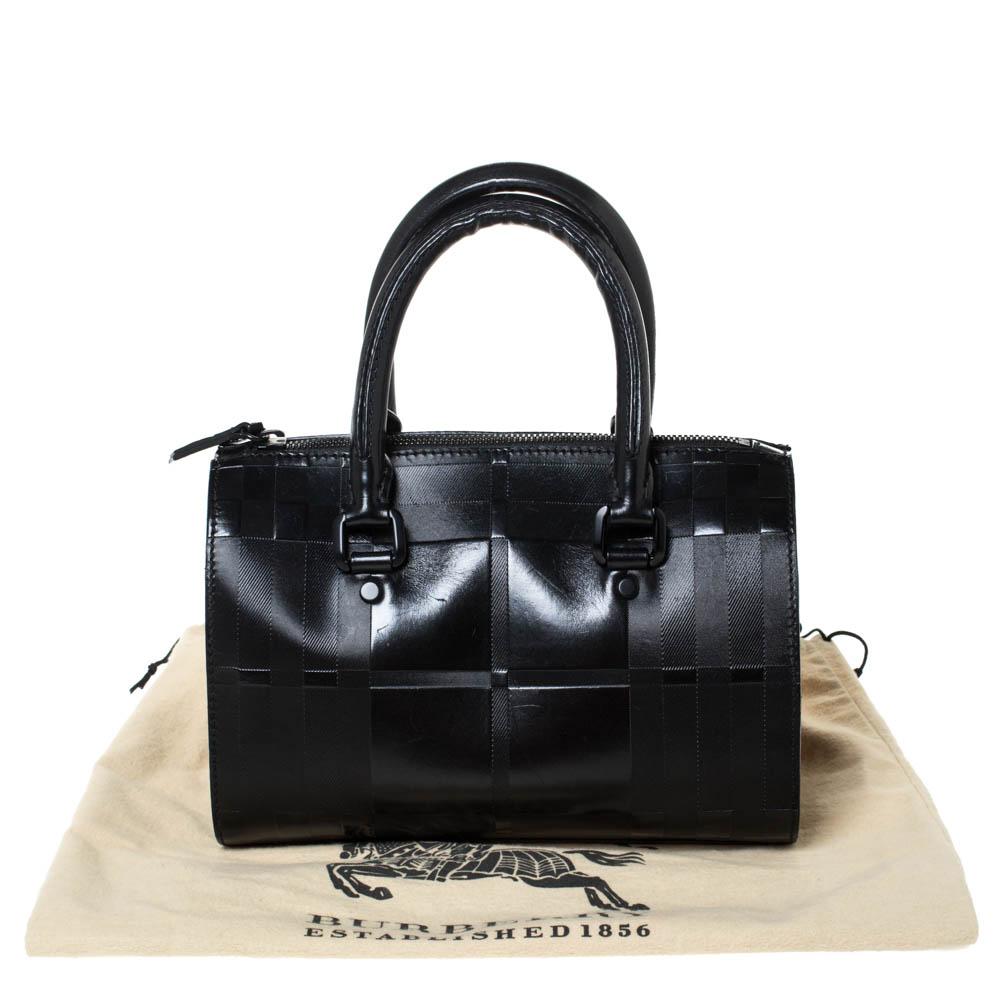 Burberry Black Embossed Check Coated Canvas and Leather Alchester Bowler Bag  at 1stDibs