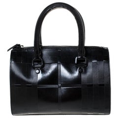 Burberry Black Embossed Check Coated Canvas and Leather Alchester Bowler Bag
