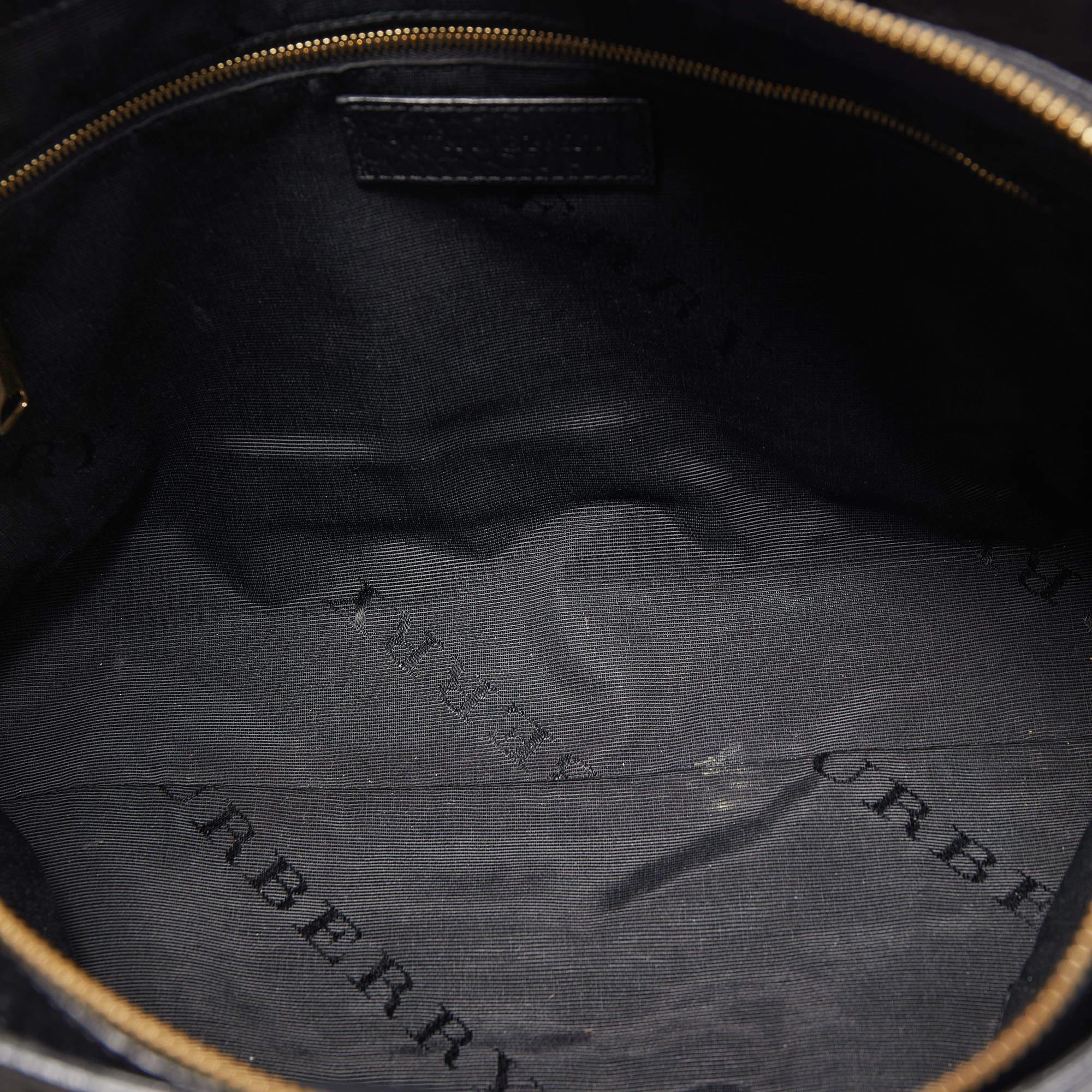 Burberry Black Embossed Check Leather Medium Dewsbury Tote 2