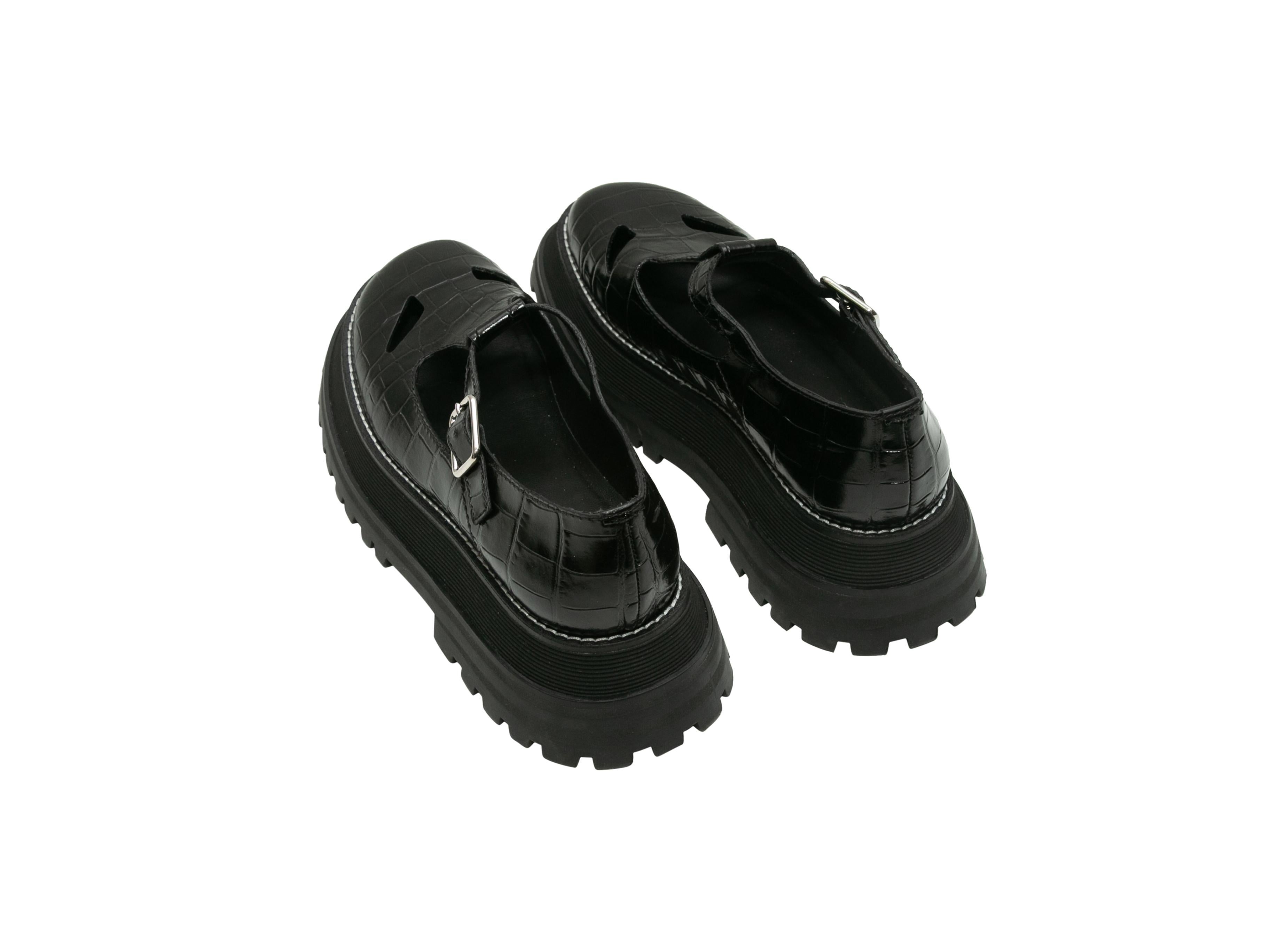 Burberry Schwarze geprägte Kroko-Plateau-Kommode von Mary Janes Damen