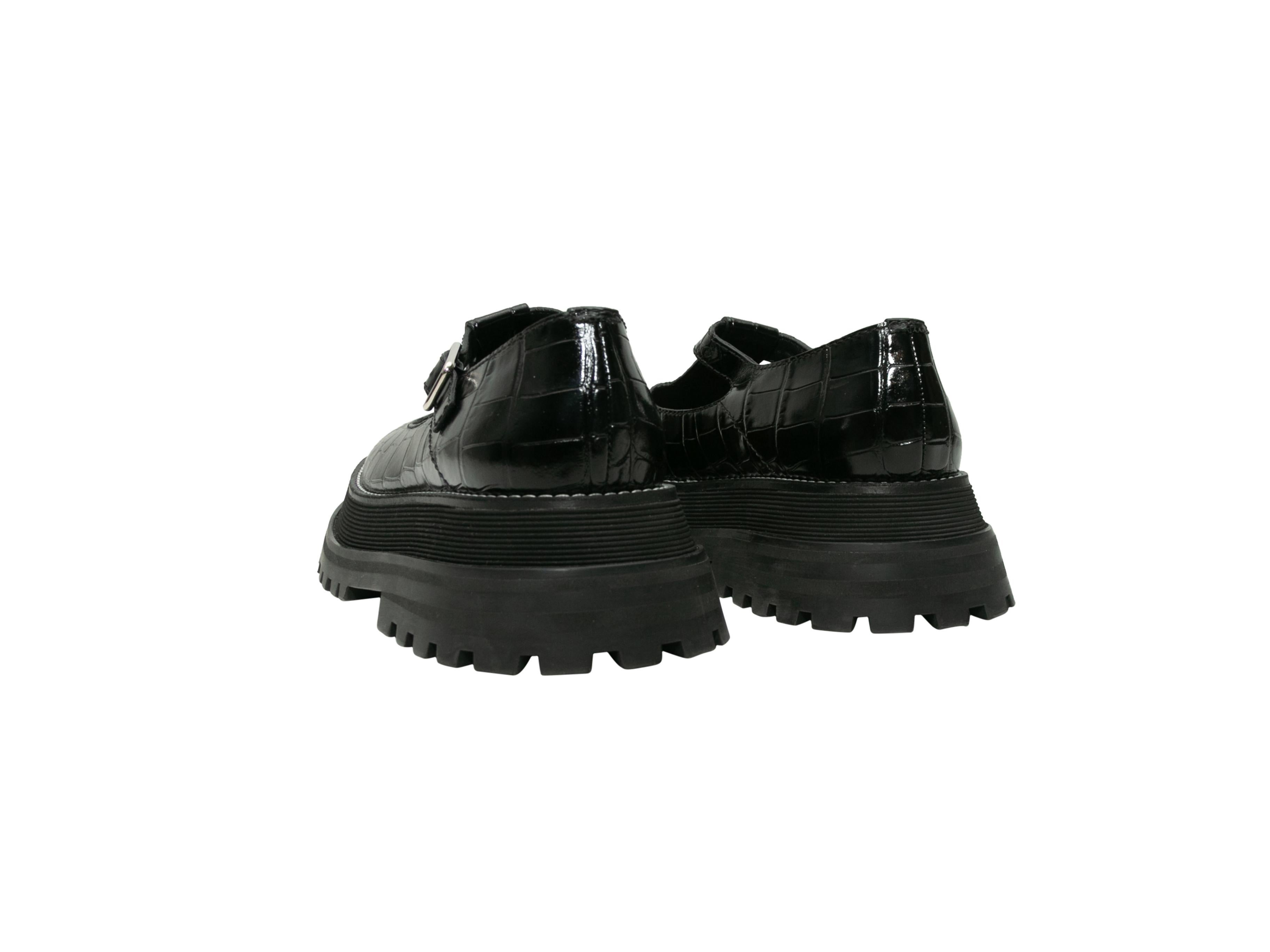 Burberry Schwarze geprägte Kroko-Plateau-Kommode von Mary Janes 1