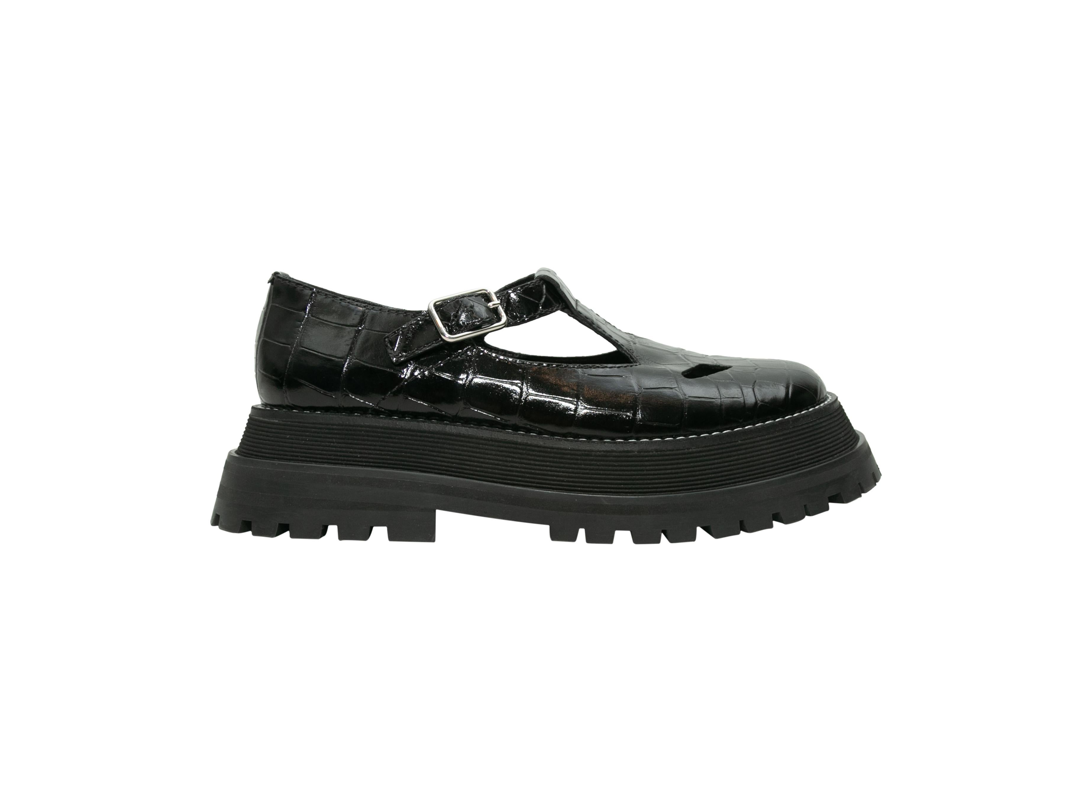 Burberry Schwarze geprägte Kroko-Plateau-Kommode von Mary Janes 2