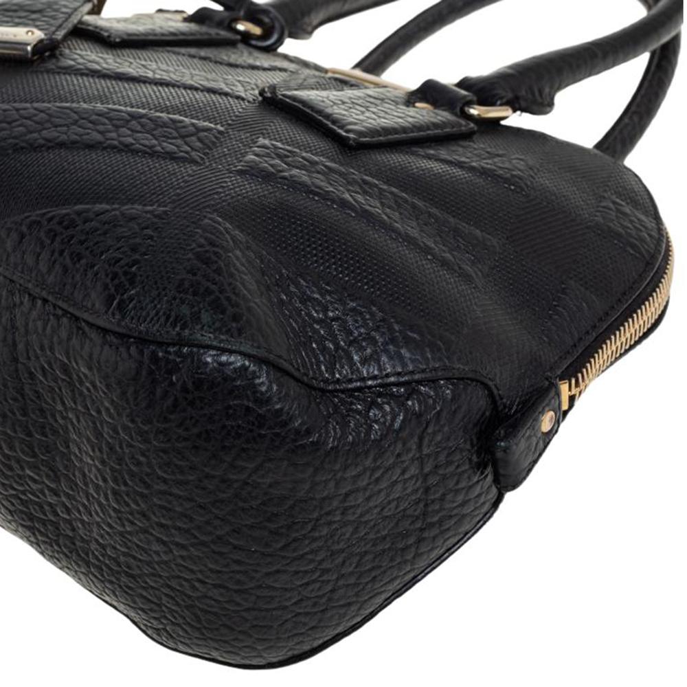 Burberry Black Embossed Leather Small Orchard Bowler Bag 7